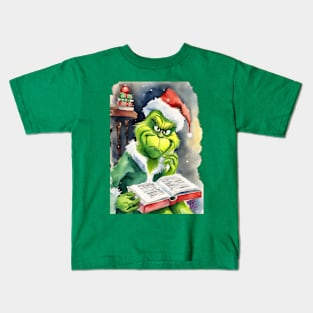 Grinch reads book Kids T-Shirt